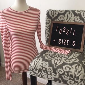 Fossil‎ Striped Long Sleeve Top Sz Small